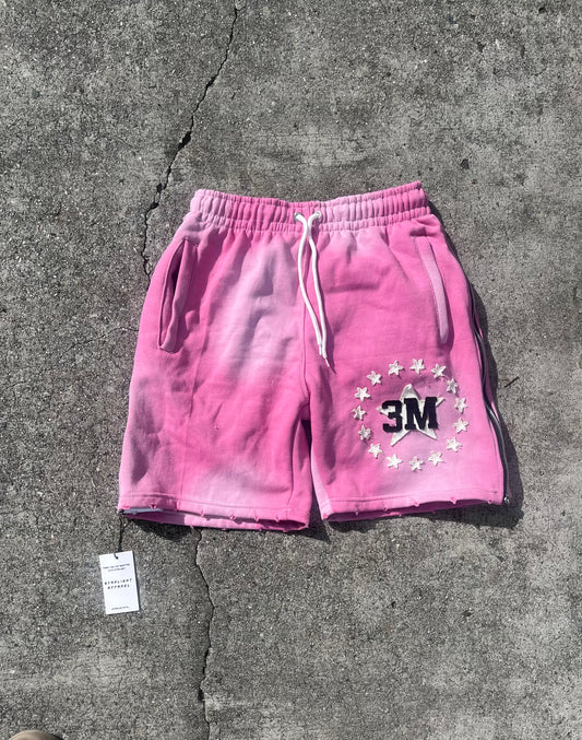 BUBBLEGUM 3M ACID WASH SHORTS